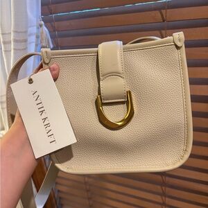 Antik Kraft Tan Crossbody Bag with Gold Detail
